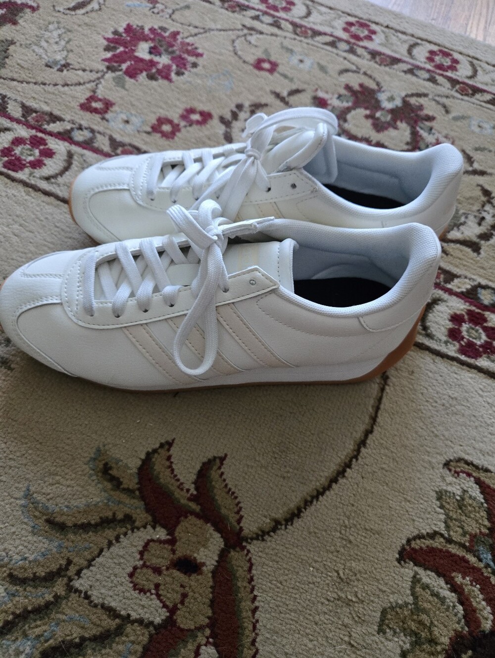 adidas White Low-Top Sneakers with Gum Sole